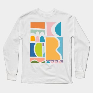 Colorful Abstract Paper Cut-Out Shapes Long Sleeve T-Shirt